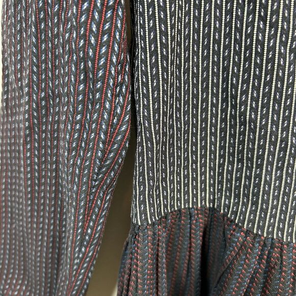 Opening Ceremony Mixed Print Fit & Flare Mini Dress Long Sleeve Navy Blue Size 4 - Picture 3 of 8